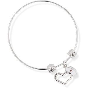Nurse Hat on Heart Fancy Charm Bangle Bracelet Jewelry
